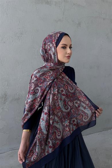 Lacivert&Bordo Laventa Koza %100 Pamuk Şal