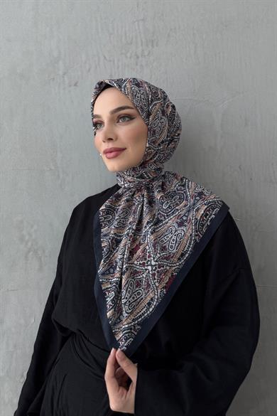 Lacivert&Bordo Loresa Modal İpek Eşarp