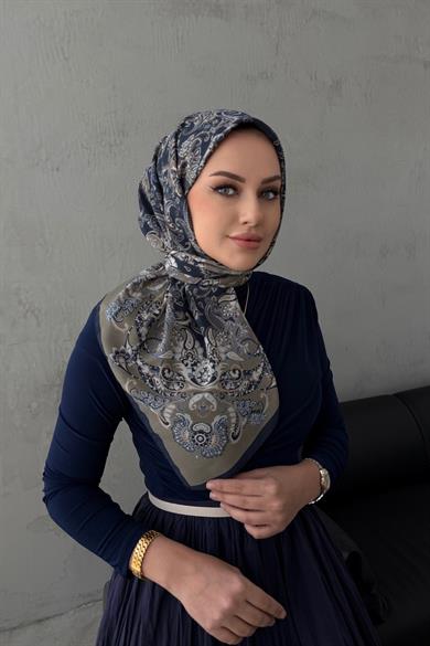 LacivertVizon İnci Bohem Modal İpek Eşarp