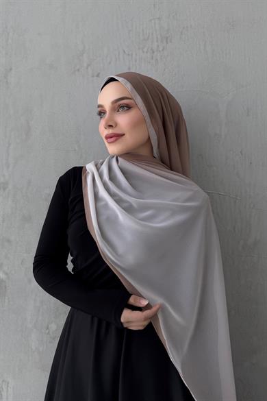 Latte Degrade İthal Kumlu İpek Şal