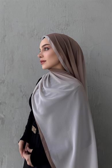 Latte Degrade İthal Kumlu İpek Şal