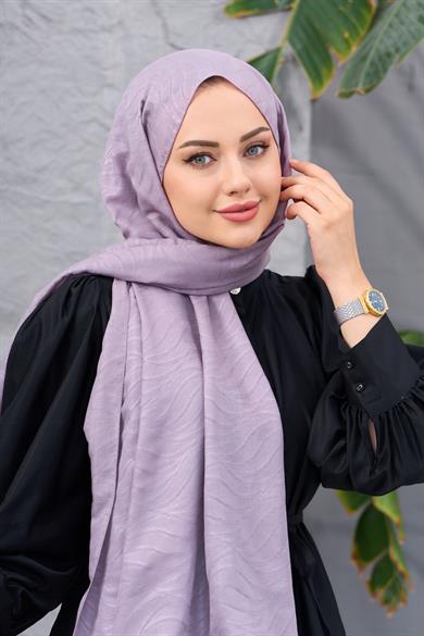 Lila Kendinden Desenli Fresh Şal