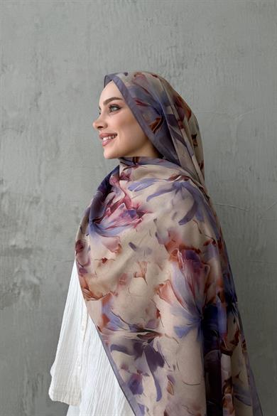 Lila Leva Modal İpek Şal