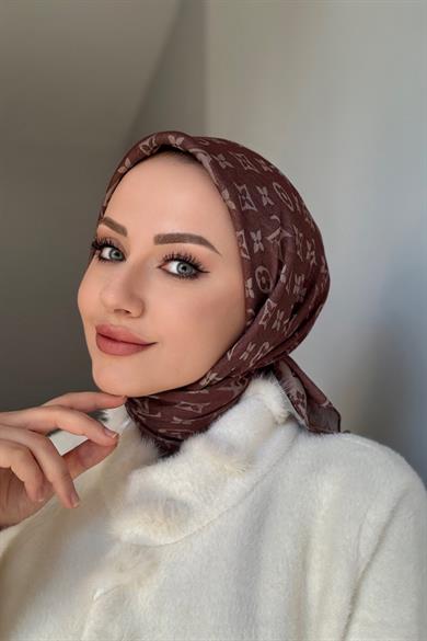 Lv desenli esarp kahverengi