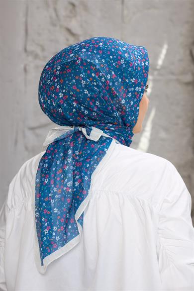 Mavi Çicek Dijital Soft Eşarp