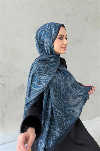 Mavi Elvan Modal İpek Şal