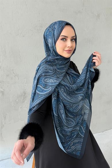 Mavi Elvan Modal İpek Şal