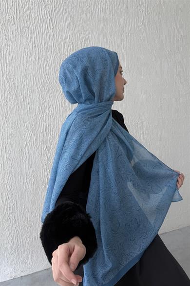 Mavi Harmoni Modal İpek Şal