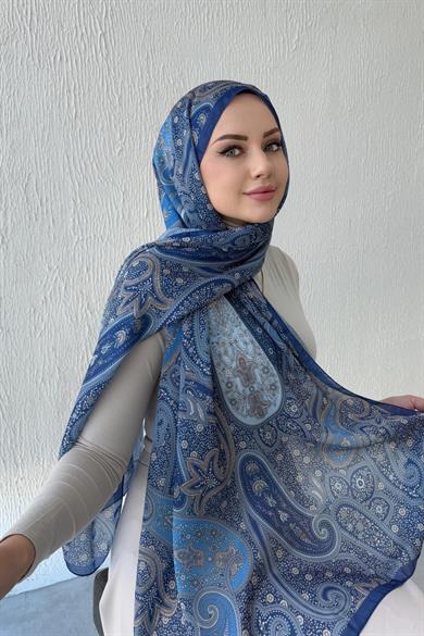 Blue Pansies Authentic Indian Silk Shawl