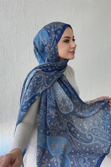 Blue Pansies Authentic Indian Silk Shawl