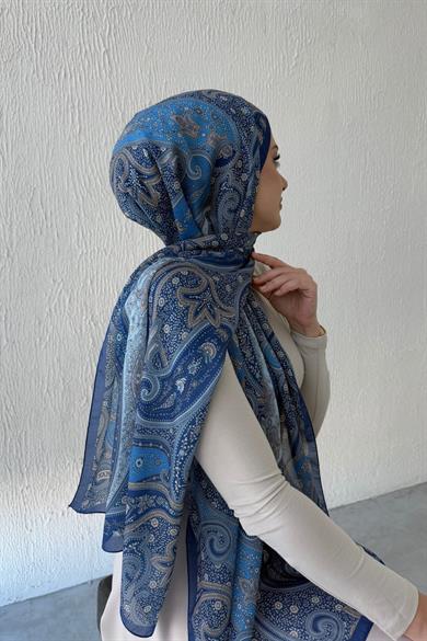 Blue Pansies Authentic Indian Silk Shawl
