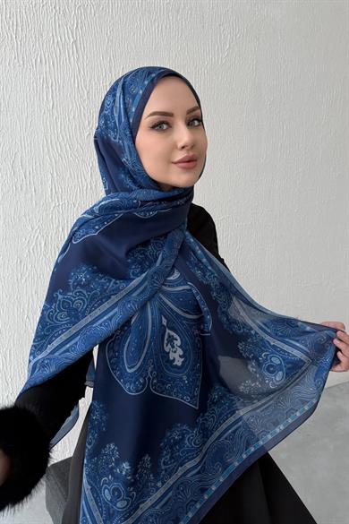 Blue Hüma Authentic Indian Silk Shawl