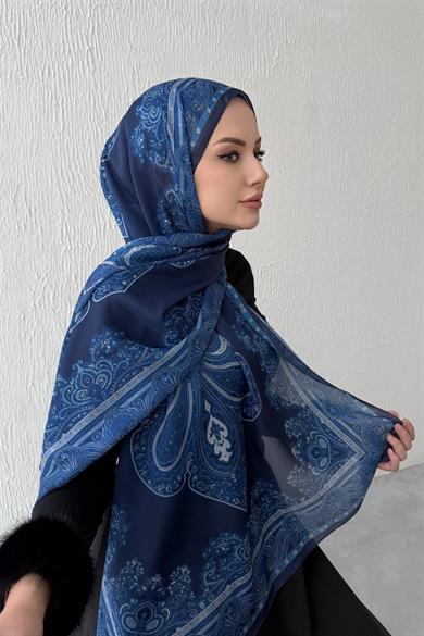 Blue Hüma Authentic Indian Silk Shawl