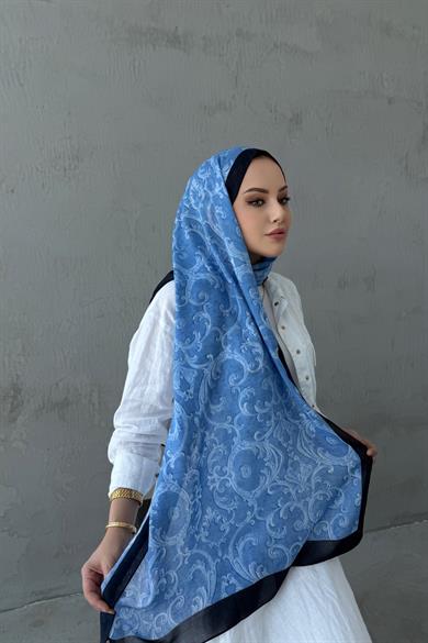 Mavi İtalyan Varak Koza %100 Pamuk Şal
