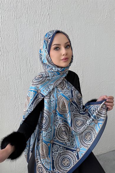 Blue Kösem Indian Silk Shawl