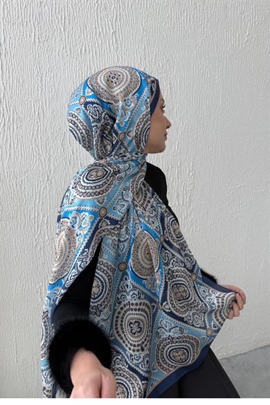 Blue Kösem Indian Silk Shawl