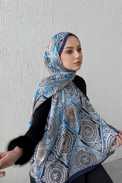 Blue Kösem Indian Silk Shawl