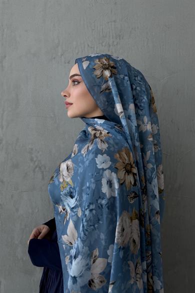 Blue Roselle Indian Silk Shawl
