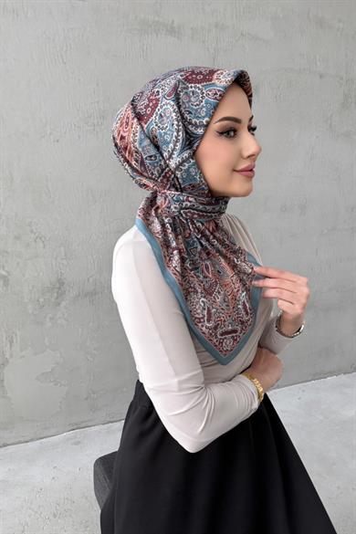 Mavi Yaren Bohem Modal İpek Eşarp