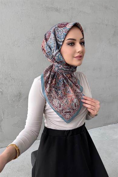 Mavi Yaren Bohem Modal İpek Eşarp