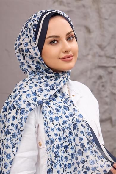 Mavi Yonca Dijital Soft Şal