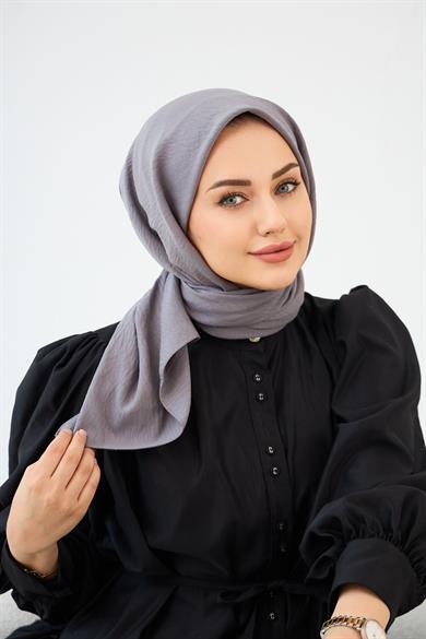 Metalik Gri Pamuk Caz Eşarp