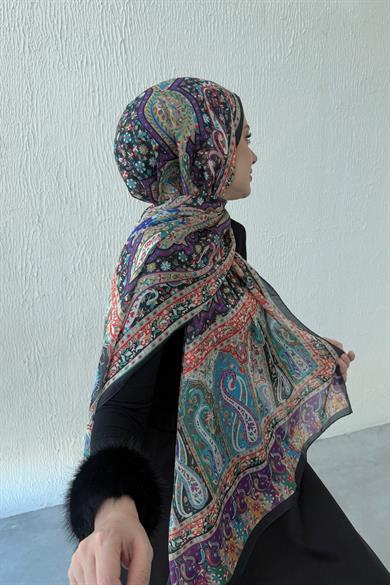 Purple Bergüzar Authentic Indian Silk Shawl