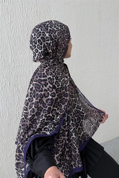 Mor Leopar Modal Şal