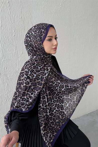 Mor Leopar Modal Şal
