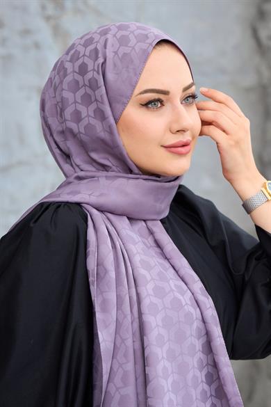 Mor Mozaik Desen İpeksi Jakar Şal