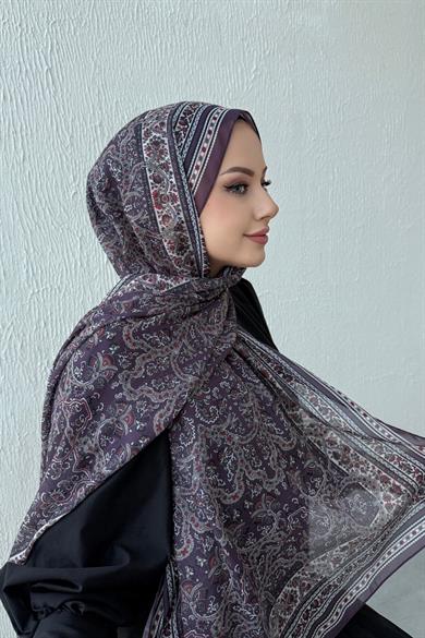 Mürdüm Bohem Modal İpek Şal