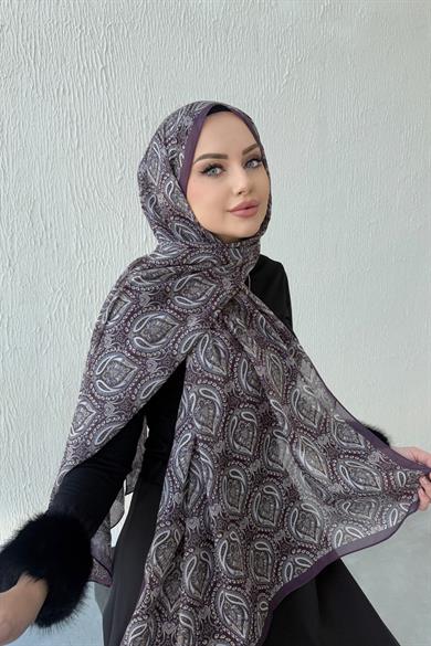 Mürdüm Nazende Bohem Modal İpek Şal