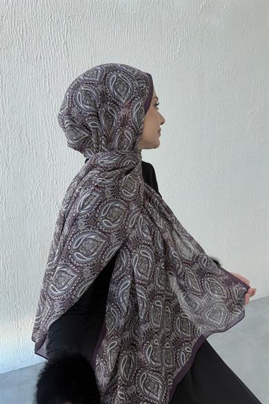 Mürdüm Nazende Bohem Modal İpek Şal