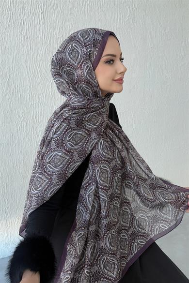 Mürdüm Nazende Bohem Modal İpek Şal