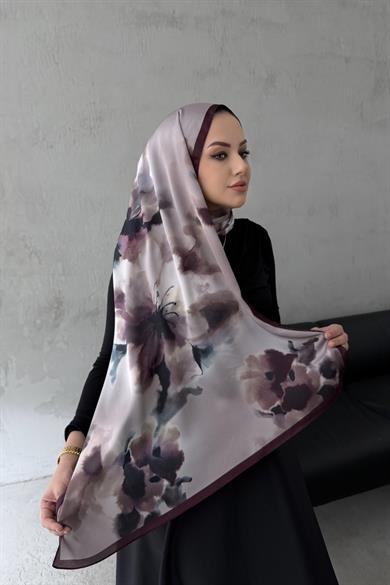Mürdüm Roesa Kumlu İpek Şal