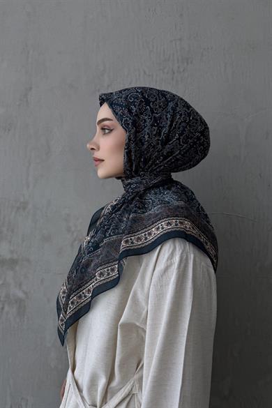 Petrol Bohem Modal İpek Eşarp