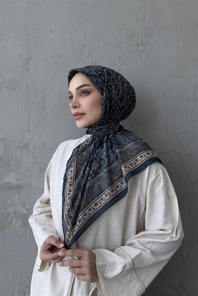 Petrol Bohem Modal İpek Eşarp