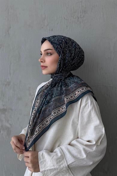 Petrol Bohem Modal İpek Eşarp