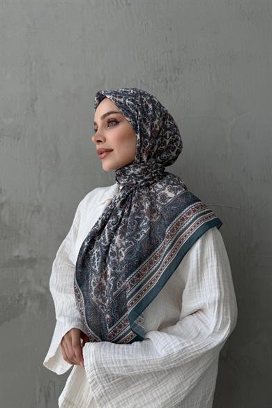 Petrol Mahi Bohem Modal İpek Şaleşarp