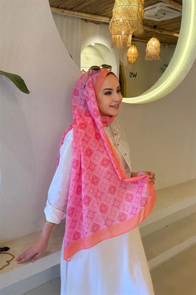 Pink Koza %100 Pamuk Şal 3