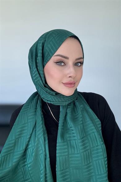 Piramit Desen İpeksi Jakar Şal Zümrüt