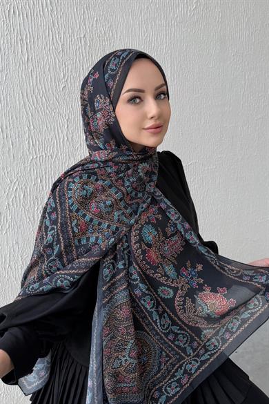 Renkli Mihrimah Bohem Modal İpek Şal