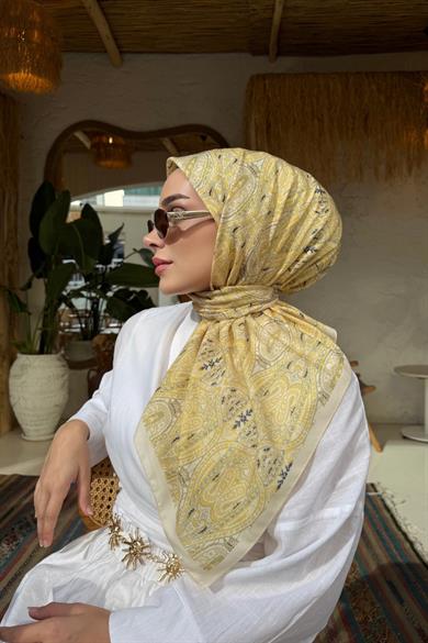 Sarı Loresa Modal İpek Eşarp
