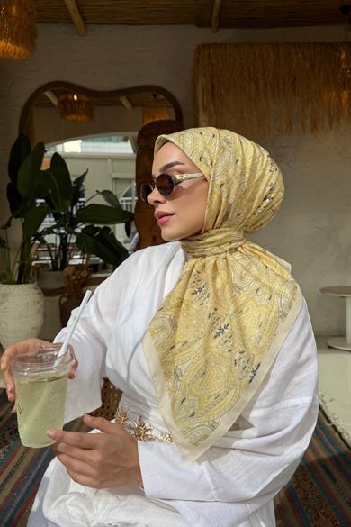 Sarı Loresa Modal İpek Eşarp