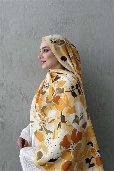Sarı Rosa Modal İpek Şal