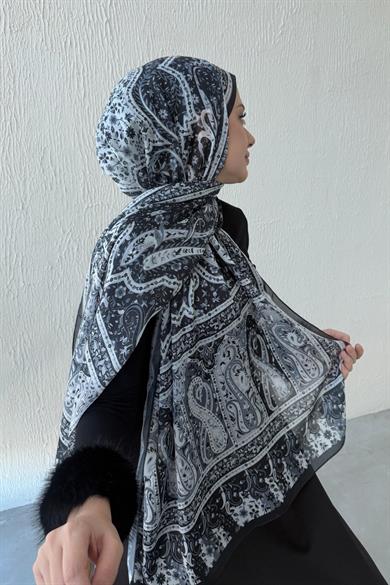 Black Bergüzar Authentic Indian Silk Shawl