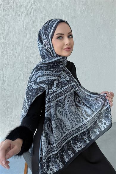 Black Bergüzar Authentic Indian Silk Shawl