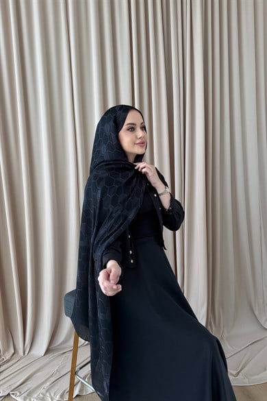Siyah Ceylin Pamuk Floş Şal
