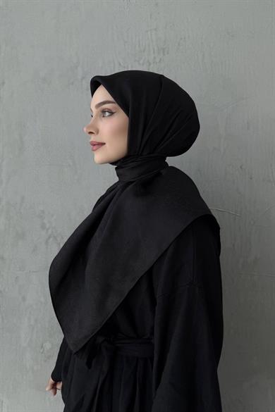 Siyah Çiçek Jakar Eşarp 