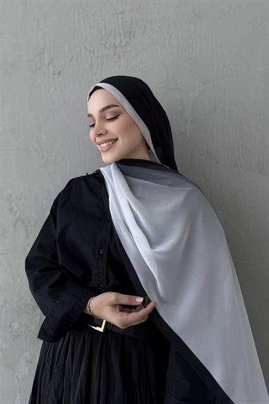 Siyah Degrade İthal Kumlu İpek Şal